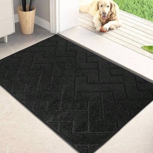24 inchx 35.5 inch non - slip washable entry rug shoe scraper dog doormat absorbent black for front back door muddy wet - 1 of 4
