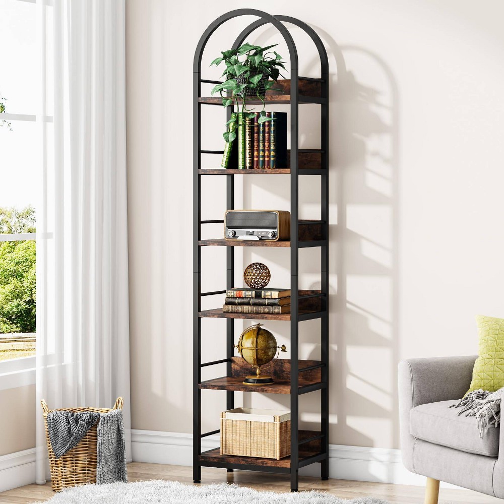 Photos - Garden & Outdoor Decoration LITTLE TREE 78.74" 6 Tier Open Corner Bookshelf Brown/Black