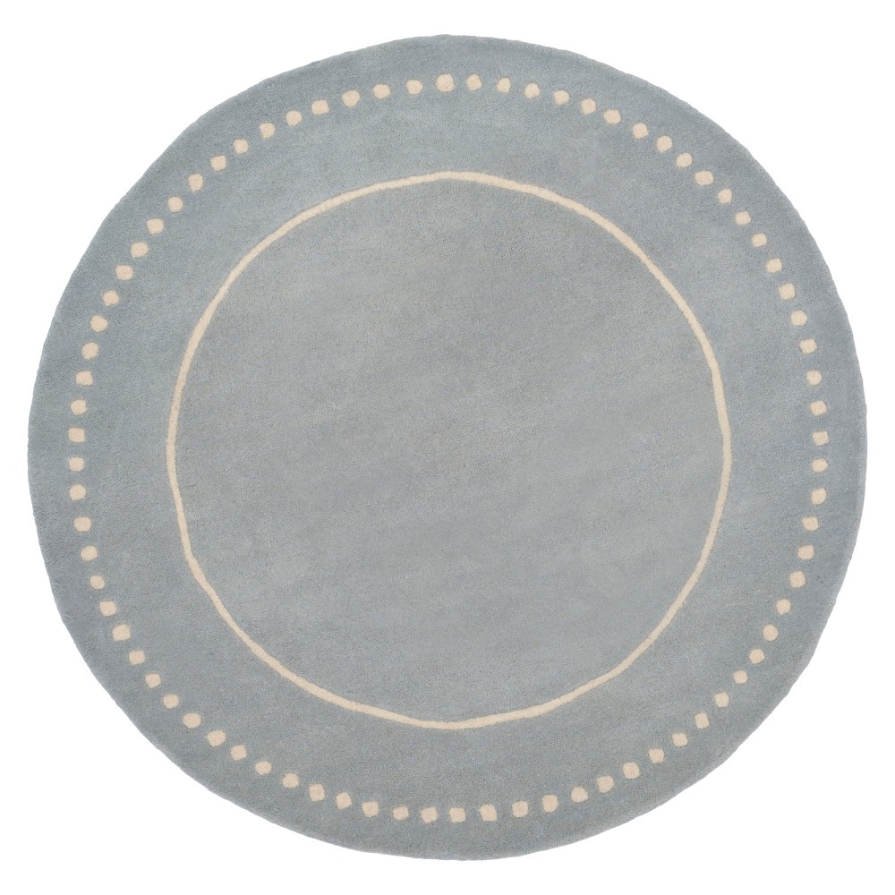 5'x5' Round Lucille Bella Solid Area Rug Light Blue/Ivory Round - Safavieh