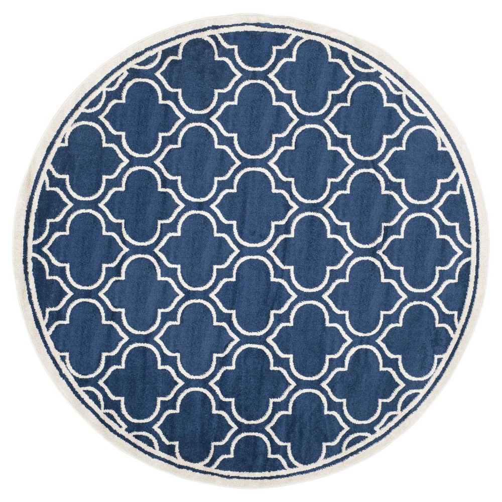 7' Round Coco Loomed Rug Navy/Ivory - Safavieh