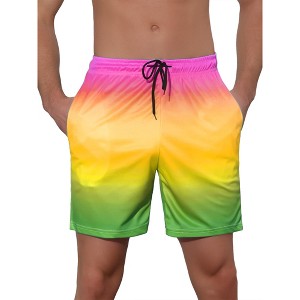 Lars Amadeus Men's Contrast Color Drawstring Waist Beach Swimwear Shorts - 1 of 4