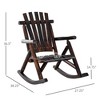 Outdoor Wooden Rocking Chair, Single-Person Rustic Adirondack Rocker with Slatted Seat, High Backrest, Armrests for Patio, Garden and Porch - 3 of 4