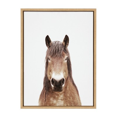Natural Framed Canvas Horse Portrait Print, 18" x 24"