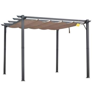 Outsunny Outdoor Retractable Pergola Canopy, Aluminum Patio Pergola, Backyard Shade Shelter for Porch Party, Garden, Grill Gazebo