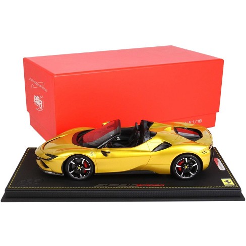 Ferrari SF90 Spider Convertible Giallo Montecarlo Yellow with DISPLAY CASE  Limited Edition to 200 pieces 1/18 Model Car by BBR