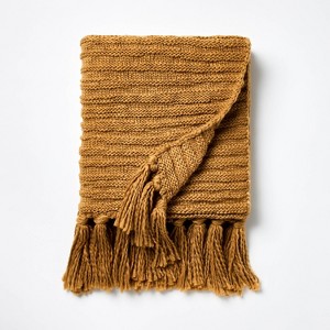 Raised Striped Chunky Knit Throw Blanket - Threshold™ designed with Studio McGee - 1 of 3