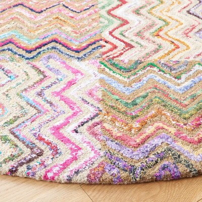Hand-Tufted Multicolor Wool Round Area Rug, 4' Diameter
