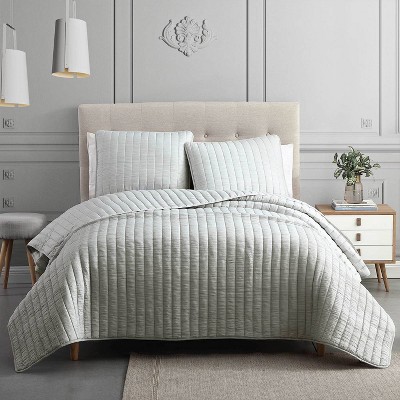 Full/Queen 3pc Moonstone Quilt Set Light Gray - Riverbrook Home