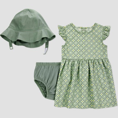 Carter's Just One You®️ Baby Girls' Geo Dress with Hat Set - Green