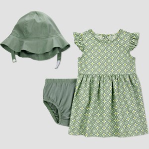 Carter's Just One You®️ Baby Girls' Geo Dress with Hat Set - Green - 1 of 4