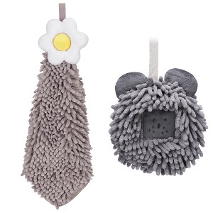 REGALWOVEN 2 Packs Soft Absorbent Cute Decorative Chenille Hand Towel for Bathroom 6" x 15"/7" x 7" - 1 of 4