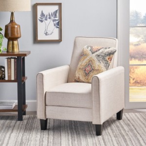 Coolbibila-Adjustable Fabric Push Back Recliner Chair,Elegant Upholstered Reading Chair,Accent Armchair With Footrest And Wooden Legs - 1 of 4