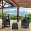 Emma and Oliver Dark Gray Faux Rattan Plastic Chair Set with Matching Side Table - 2 of 4