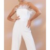 Women's Tube Front Feather Jumpsuit - Blue B L - 3 of 4