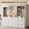 Bookshelf with 3 Drawers, 71in Tall Bookcase Shelf with 3-Tier Shelves, Display Bookshelves Cabinet for Bedroom, Living Room, Home Office, White - 3 of 4