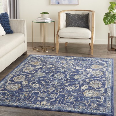 Navy and Beige Persian Style 6' x 9' Area Rug