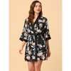 cheibear Womens Satin Floral Lounge Cami Nightgown Sleepwear 4pcs Pajama Sets - 3 of 4