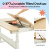 JUJABU 47.2" Kids Adjustable Study Desk with Tiltable Desktop and Double bookshelf, Natural - 4 of 4