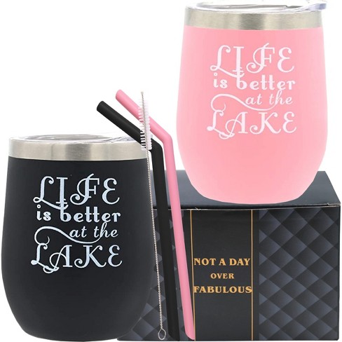 Lake Life Tumbler 40 Oz With Straw and Lid Lake Tumbler Gift 