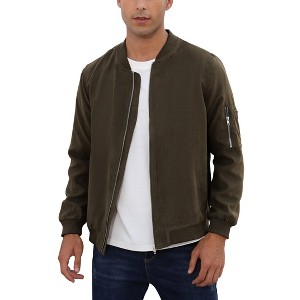 Mens Bomber Jackets Faux Suede Lightweight Flight Jacket Zip Up Active Coat - 1 of 4