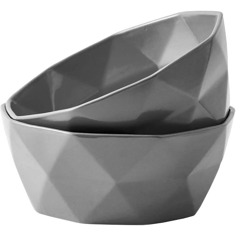 Bruntmor 8.5" Geometric Ceramic Bowls Grey, 1 of 6