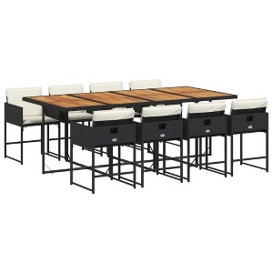 vidaXL Garden Dining Set Black and brown with cream white cushions - 1 of 4
