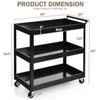 Tangkula 3-Tier Rolling Cart Storage Organizer Metal Utility Cart w/Wheels for Kitchen Library Office Black - 3 of 4