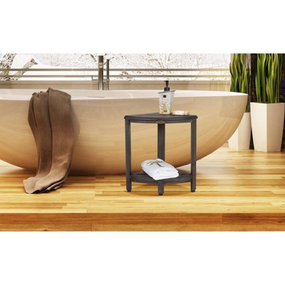 CoastalVogue 12" SnazzyCorner GR30 Wide Teak Wood Shower Bench with Shelf