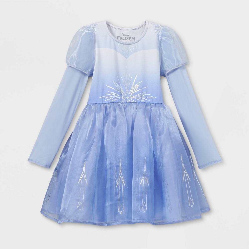 size xxl Girls' Disney Frozen 2 Elsa Long Sleeve Cosplay Dress - Light Blue XXL