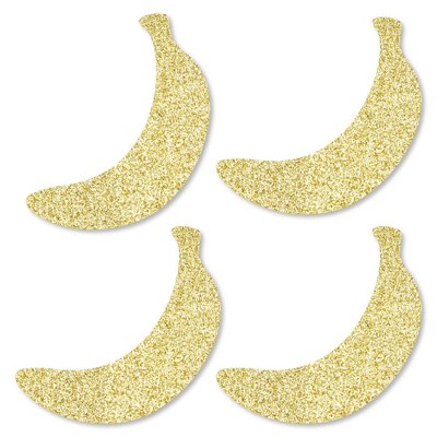 Big Dot of Happiness Gold Glitter Banana - No-Mess Real Gold Glitter Cut-Outs - Tropical Party Confetti - Set of 24