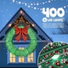Angel Sar 60In Christmas Wreath, 400 LED Outdoor Decoration with Green Metal Frame and Red Bow, Timer Remote Control for Home Exterior - 2 of 4