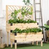 COWLOWN Raised Garden Bed with Trellis, 2 Tier Wooden Elevated Planter Box with Legs and Metal Corners for Vegetables, Flowers, Herbs - 3 of 4