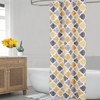170GSM Fabric Polyester Cotton Print Bath Curtain, Linen Blend, Cross Pattern, Tassel Edge, Water-Resistant, Durable Shower Curtain - 3 of 4