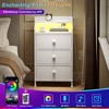 WOWLIVE Nightstand With 3 Drawers & 2-Tier Open Shelf,  Bedside Table With LED&  2 USB Ports,  Stable Metal Frame - 4 of 4