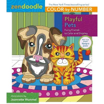 Zendoodle Color-By-Number: Playful Pets - by  Jeanette Wummel (Paperback)