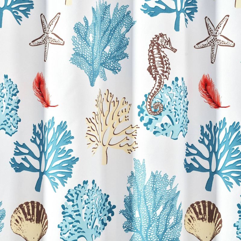Single Reef Feather Shower Curtain Blue/Coral - Lush D&#233;cor, 5 of 9