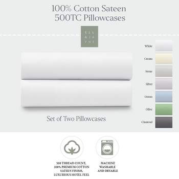 100% Cotton Sateen 500 Thread Count Pillowcase Set