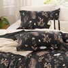Queen Size Floral Comforter Set, 3 Pieces, 1 Black Comforter 2 Pillow Shams - 3 of 4