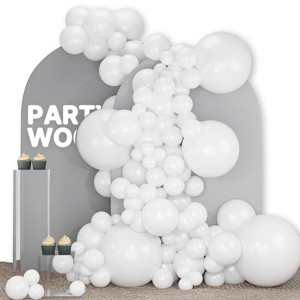 PartyWoo Balloons White Matte 18 12 10 5 Inch 142 pcs - 1 of 4