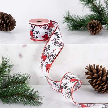 2.5 Rustic Sparkle Poinsettia Christmas Wired Ribbon (10 yards)