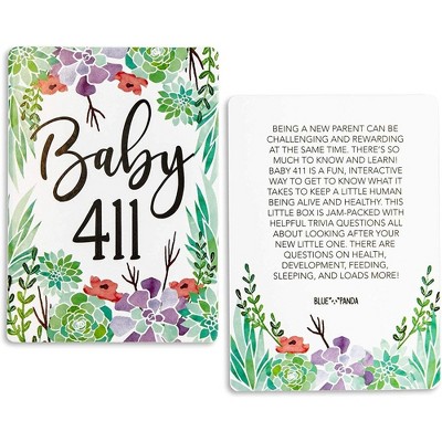 Blue Panda 100-Cards Floral Trivia Card Game and Activity for Baby Shower and Gender Reveal, Double Sided, 2.5 x 3.5 Inches