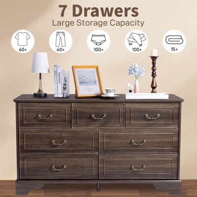 Karl Home 7-Drawer Brown MDF (Medium-Density Fiberboard) 53.94in. W Chest of Drawer