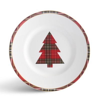 Wexford Red Plaid Holiday Porcelain Dinnerware Set, 12-Piece