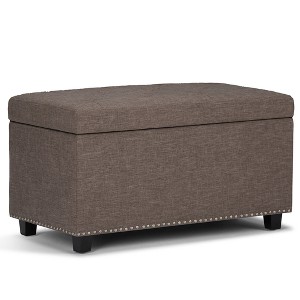Reese Storage Ottoman Bench Fawn Brown Linen Look Fabric - Wyndenhall