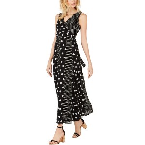 I.N.C International Concepts Womens Multi-Dot Wrap Maxi Dress, Black, 14 - 1 of 1