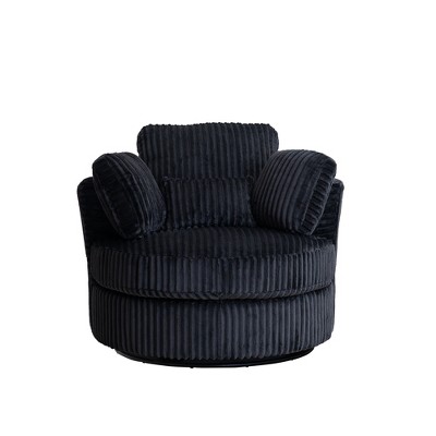 Dolonm 360° Swivel Accent Chair: Plush Corduroy, 400lbs Capacity & Reversible Cushions for Living Room/Bedroom