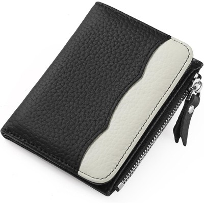 BEAFUP Small Women’s Leather Wallet Bifold Slim RFID Blocking Credit Card Holder with Zipper Coin Pocket–for Everyday Carry,Travel