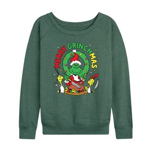 Women's - Dr. Seuss -  Lightweight French Terry Wide Neck Long Sleeve Shirt - 1 of 4