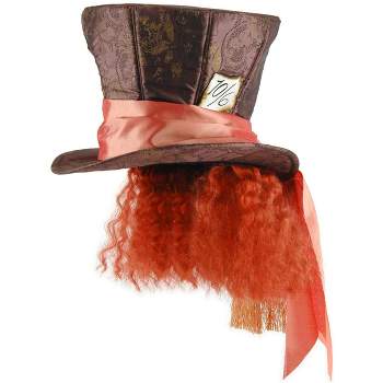 HalloweenCostumes.com   Men  Disney Alice in Wonderland Mad Hatter Costume Hat with Hair for Adults, Orange/Brown