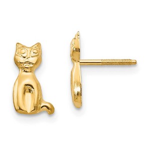 Black Bow Jewelry Kids Polished Cat Friction Back Post Earrings in 14k Yellow Gold - 1 of 4